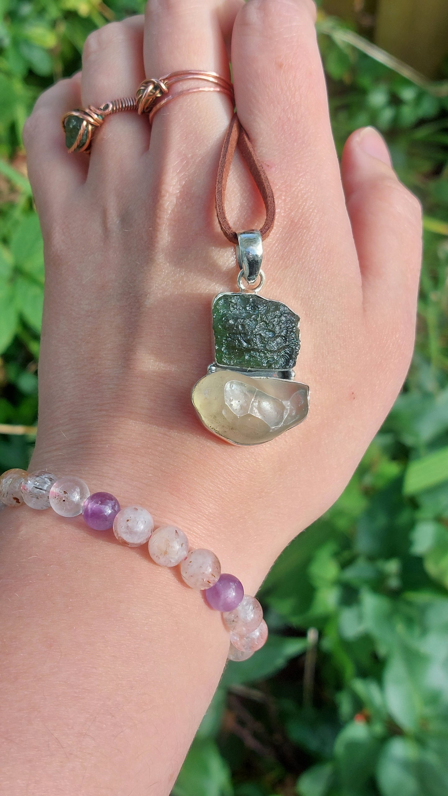 Sterling Silver Moldavite/Tanzanite/Libyan Glass Pendants