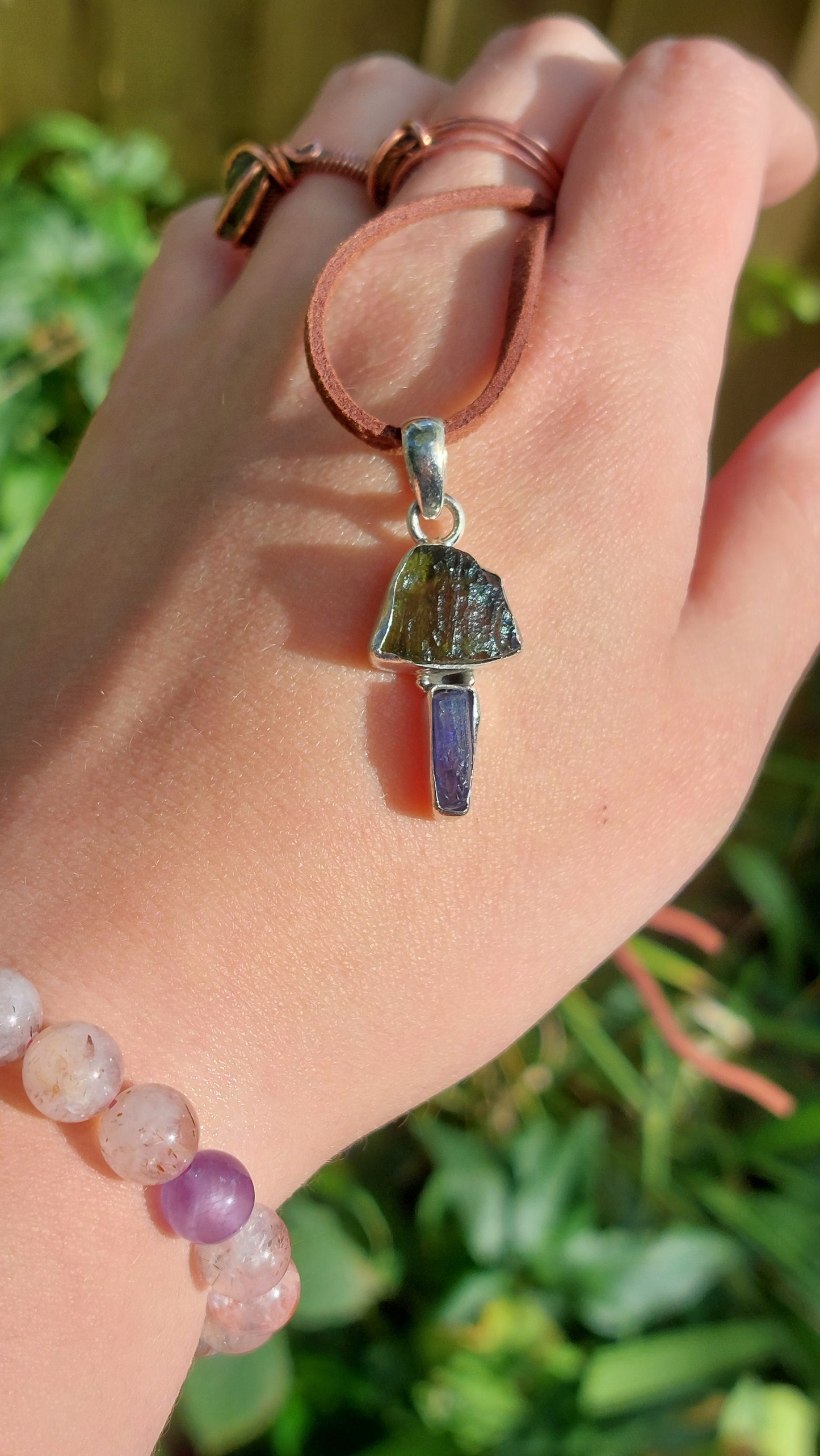 Sterling Silver Moldavite/Tanzanite/Libyan Glass Pendants