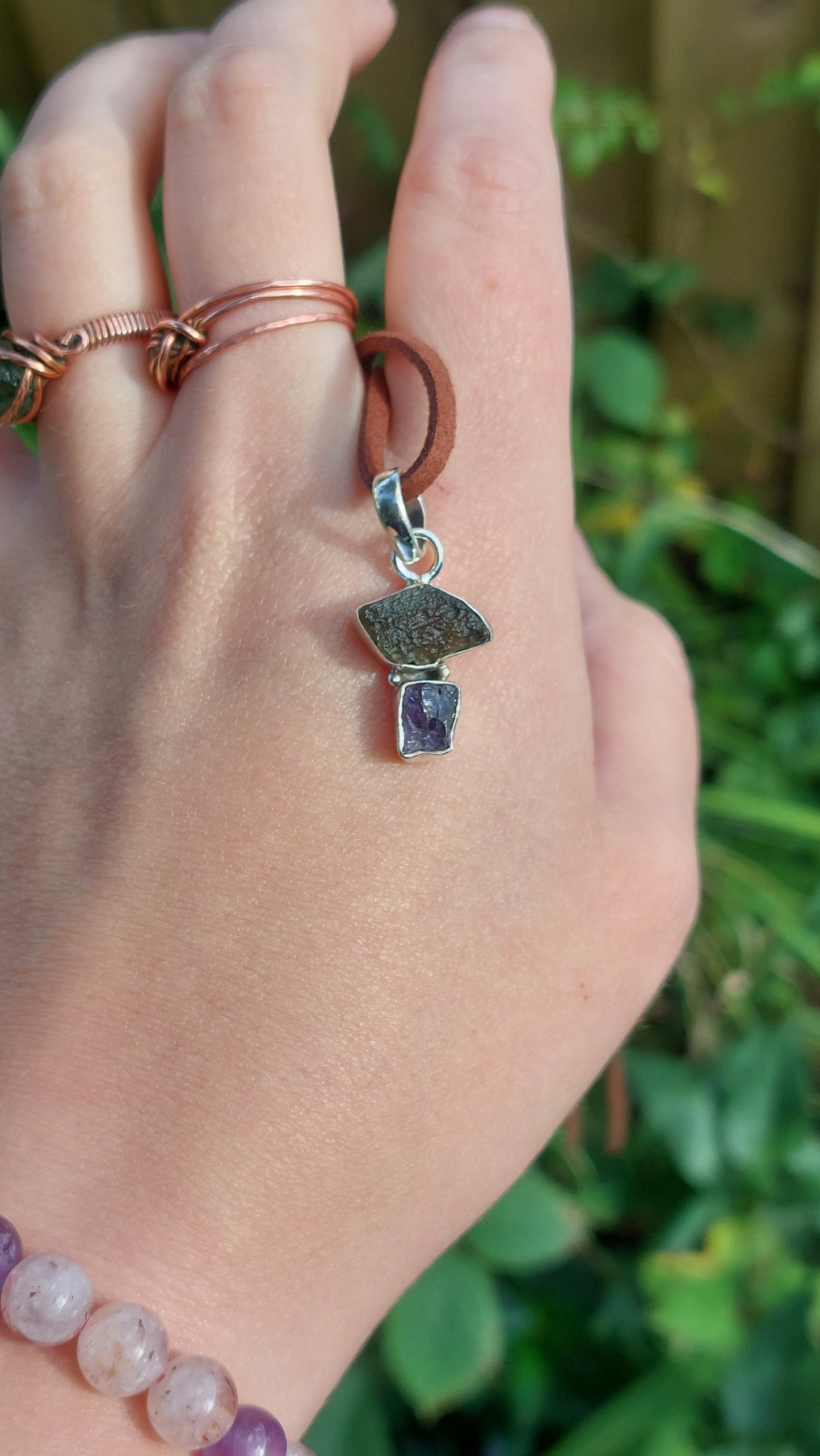 Sterling Silver Moldavite/Tanzanite/Libyan Glass Pendants