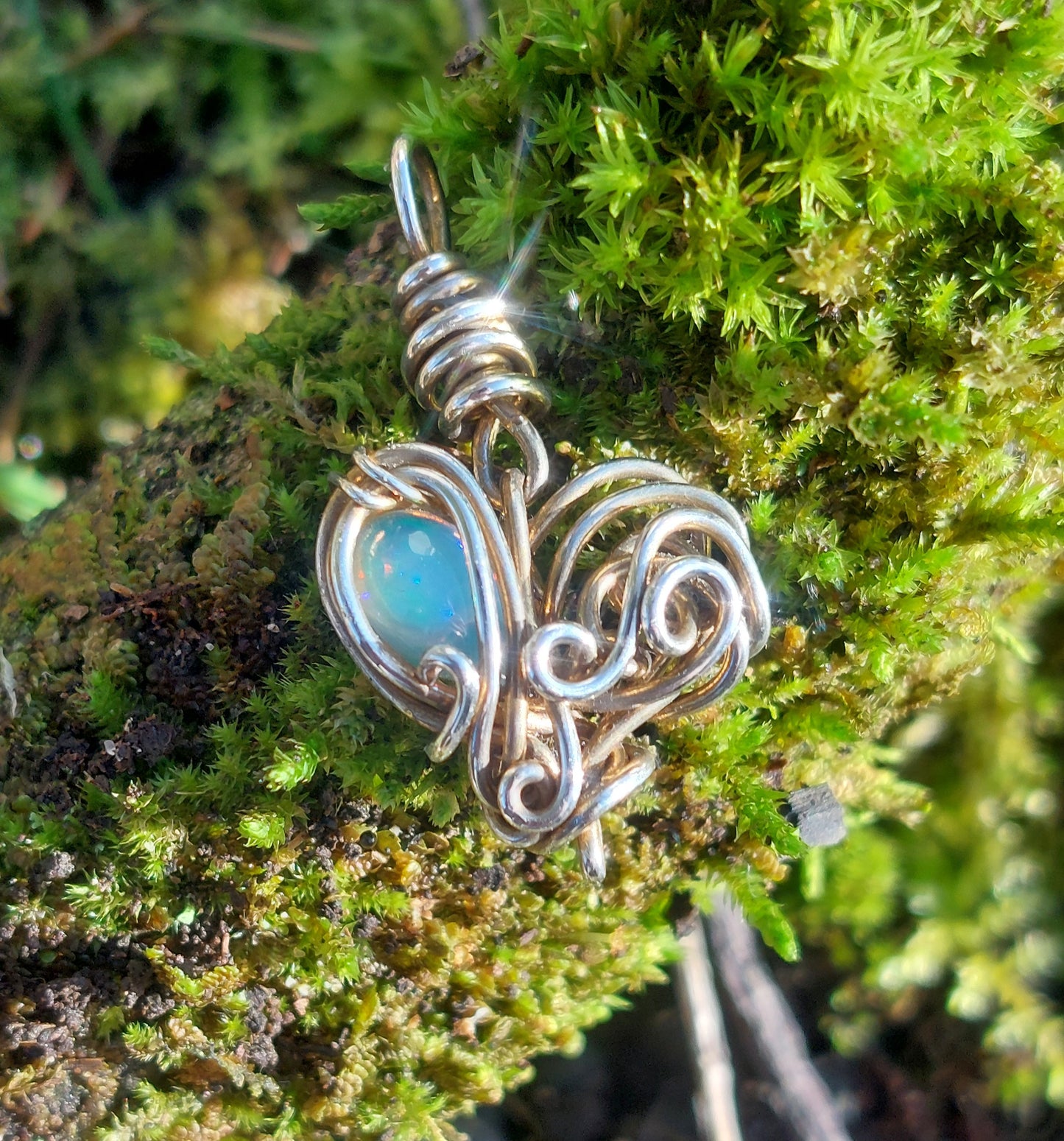 Sterling Silver & Opal Heart Energy Token Valentines Collection