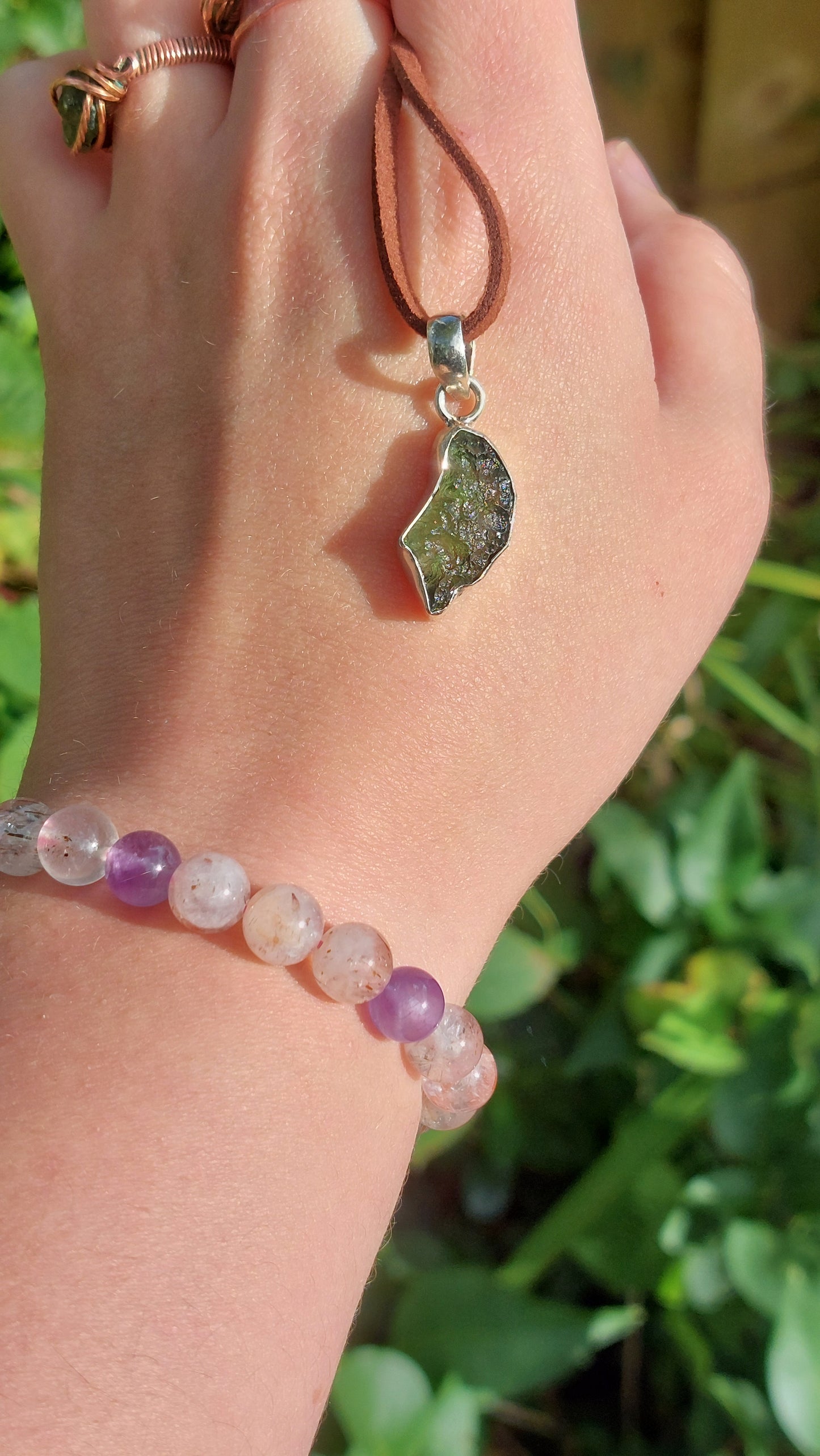 Sterling Silver Moldavite/Tanzanite/Libyan Glass Pendants