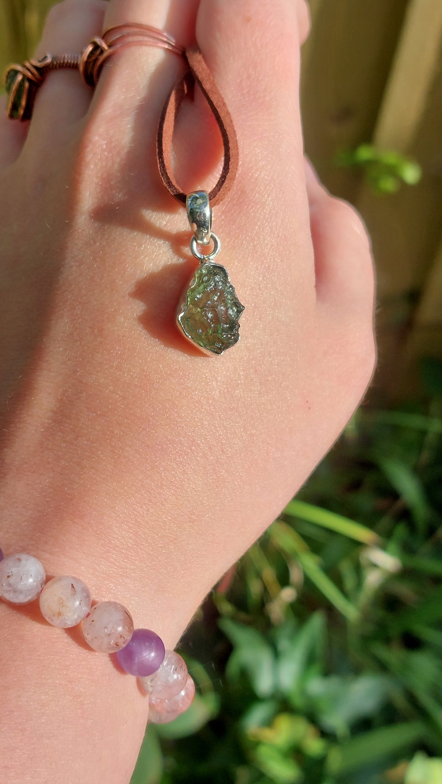 Sterling Silver Moldavite/Tanzanite/Libyan Glass Pendants