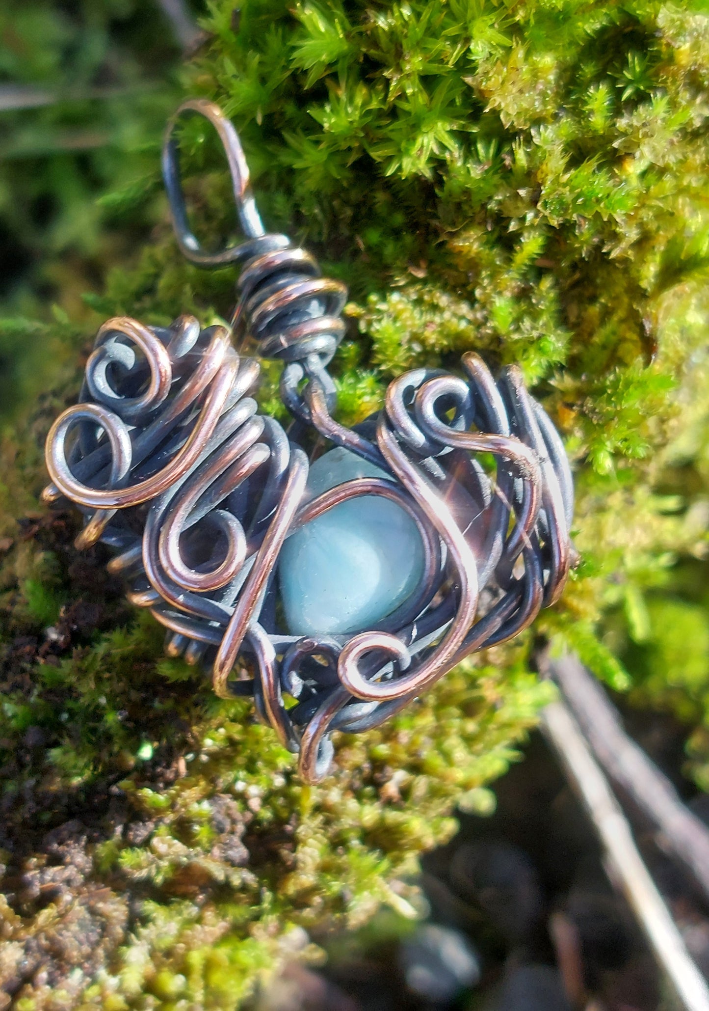 Copper Larimar Heart Energy Token Valentines Collection