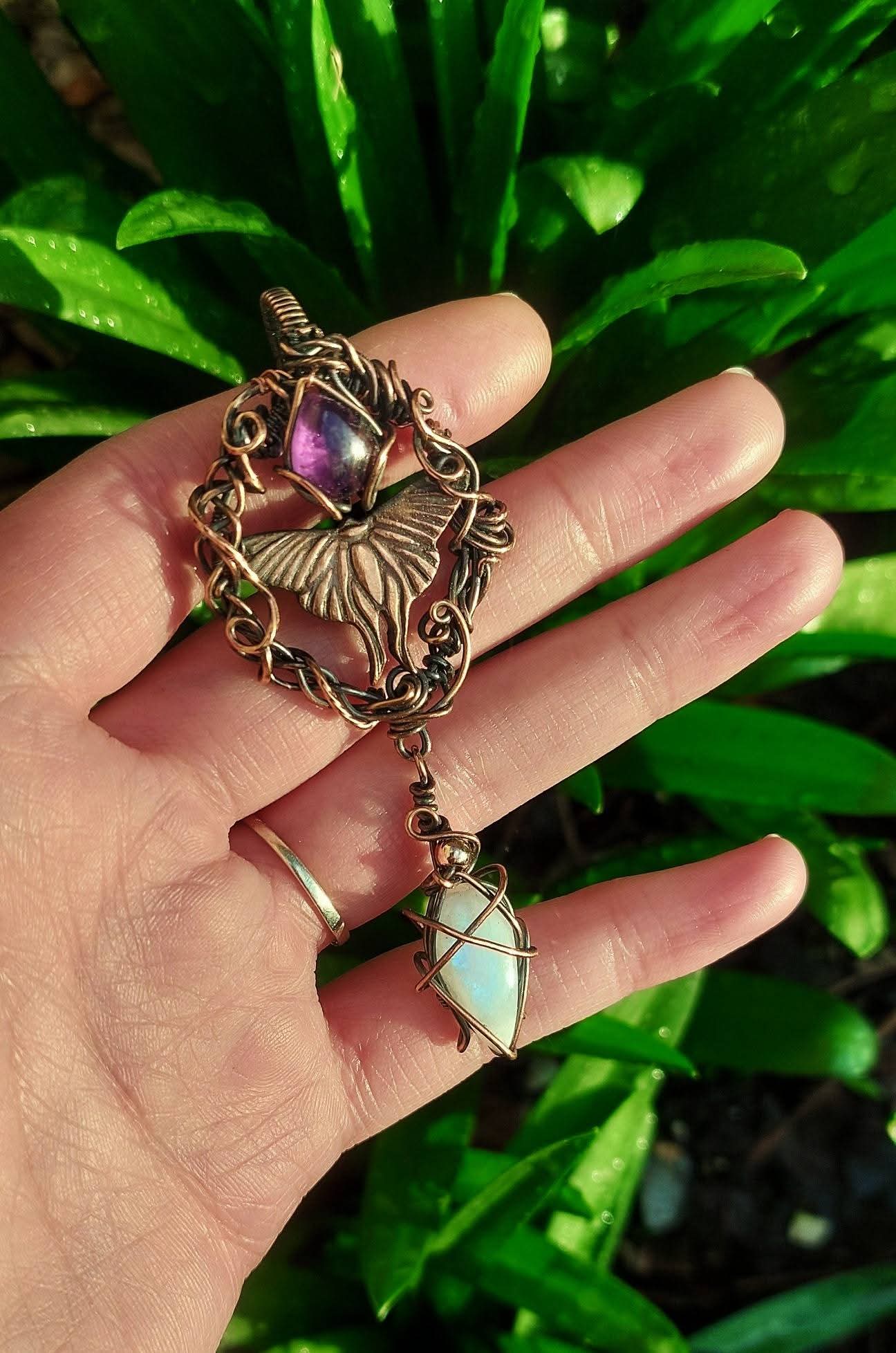 Luna Moth With Moonstone & Amethyst✨️