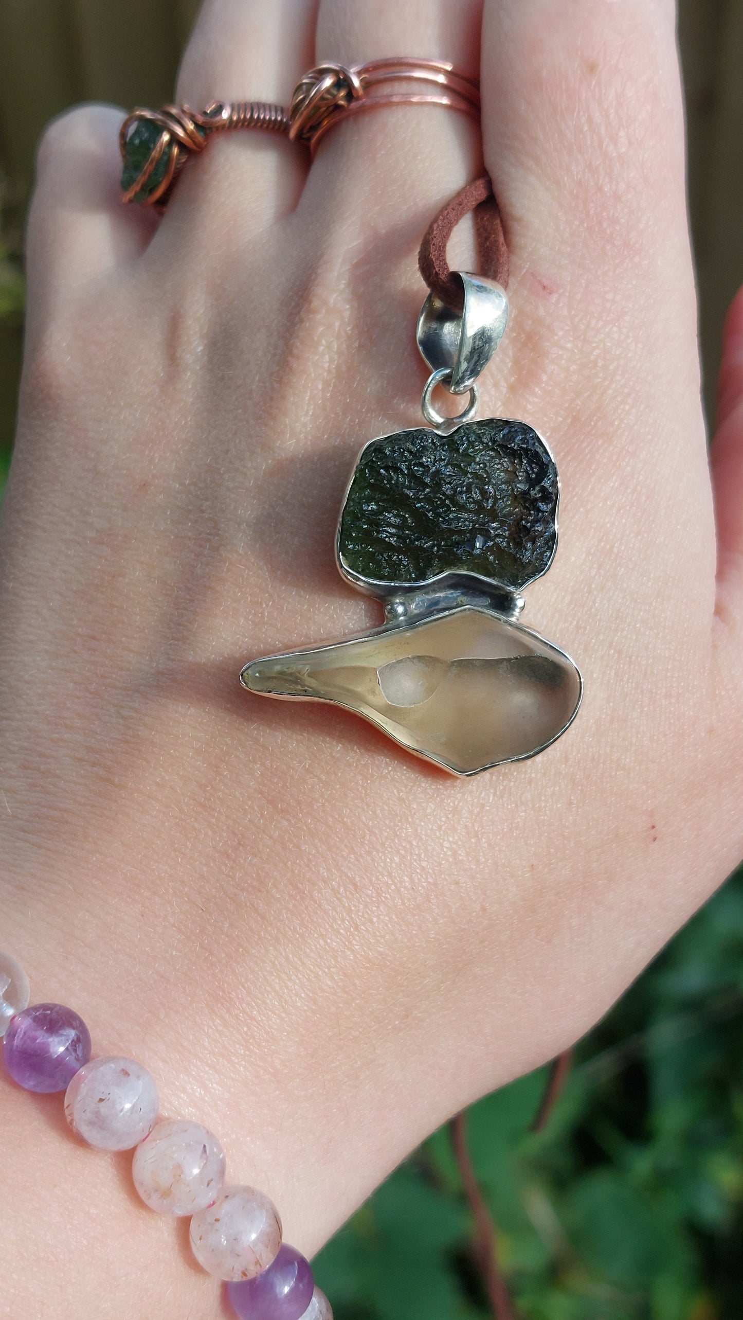 Sterling Silver Moldavite/Tanzanite/Libyan Glass Pendants