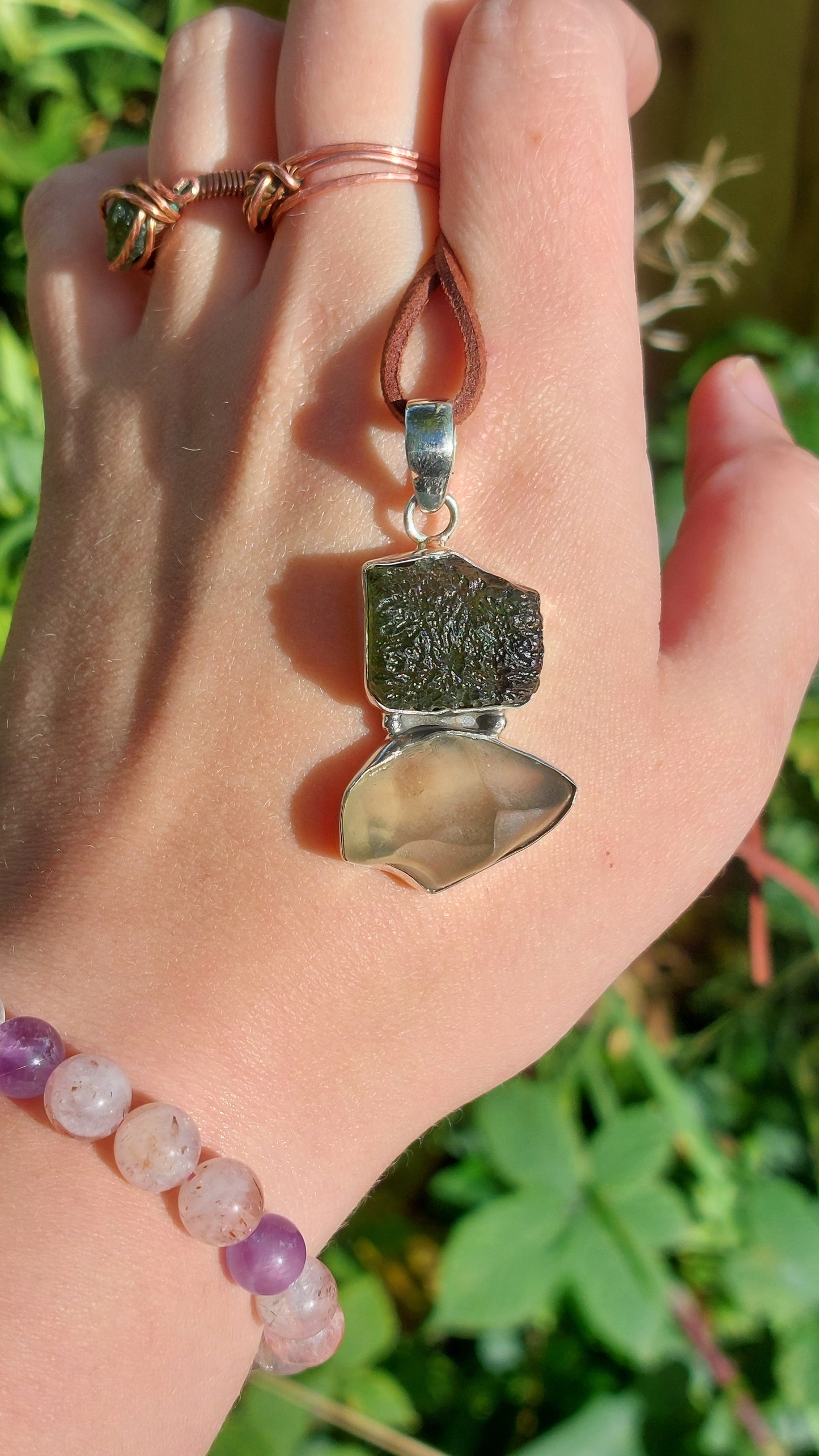 Sterling Silver Moldavite/Tanzanite/Libyan Glass Pendants