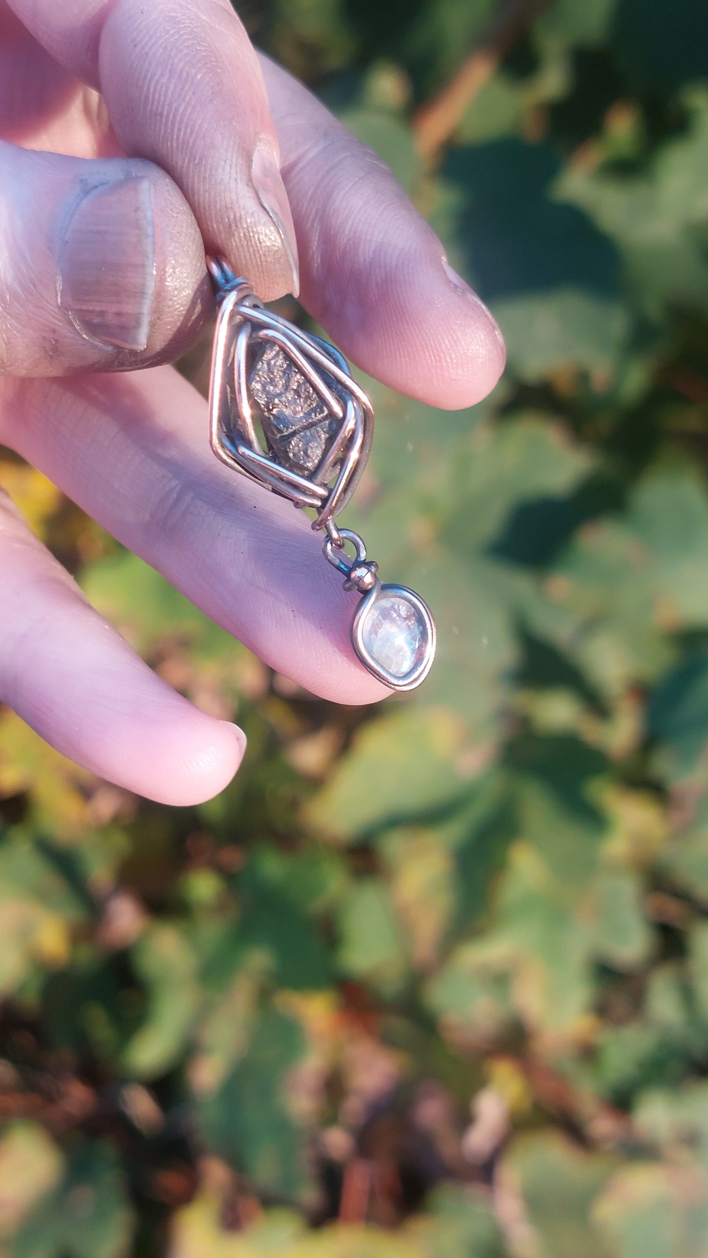 Dainty Moldavite & Moonstone 1