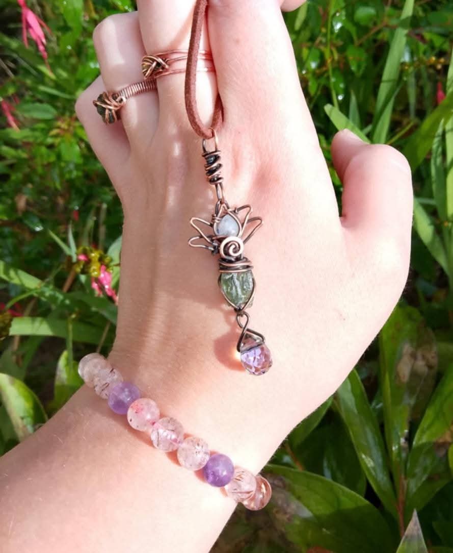 Baby Lotus & Moldavite Moons