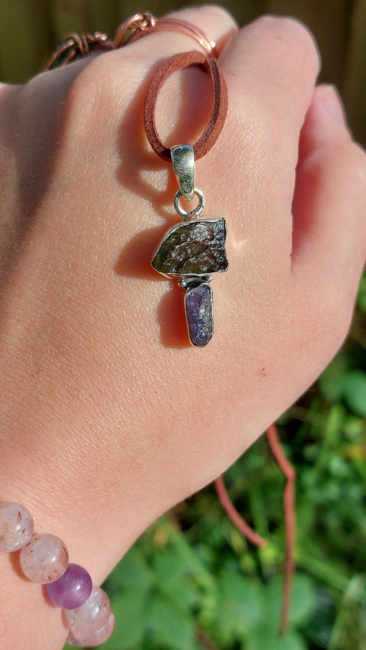 Sterling Silver Moldavite/Tanzanite/Libyan Glass Pendants