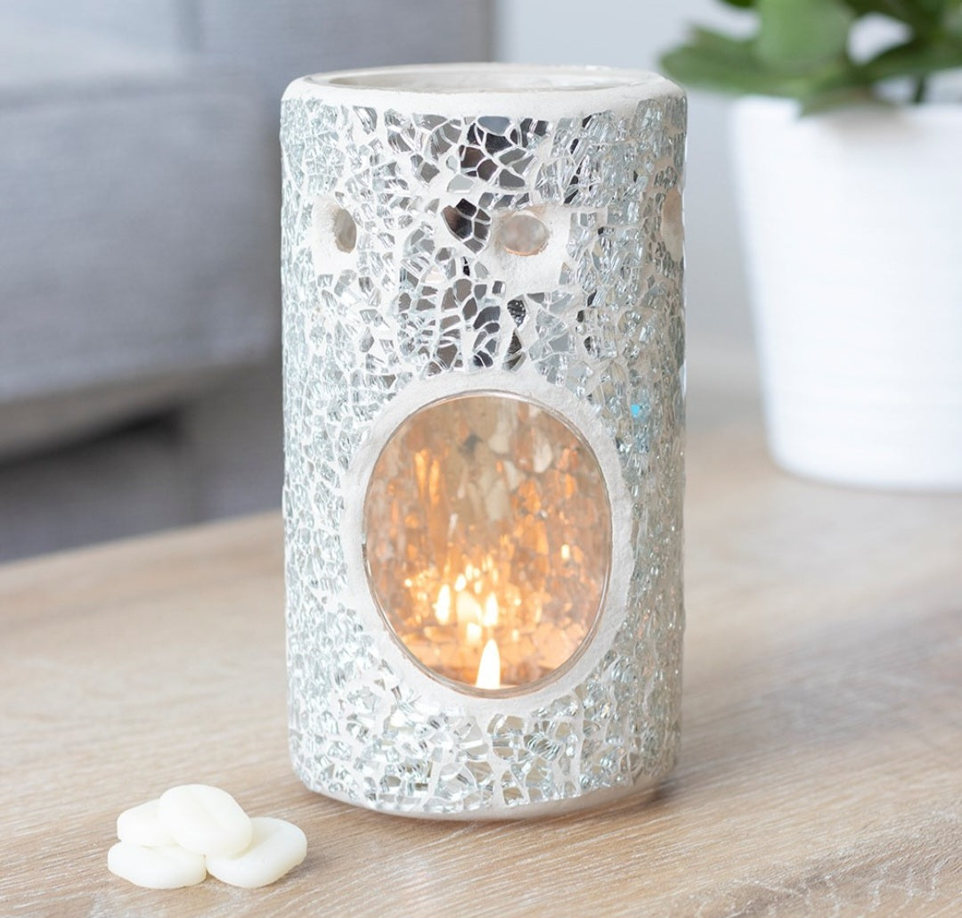 Silver Crackle Glass Oil/Wax Burner