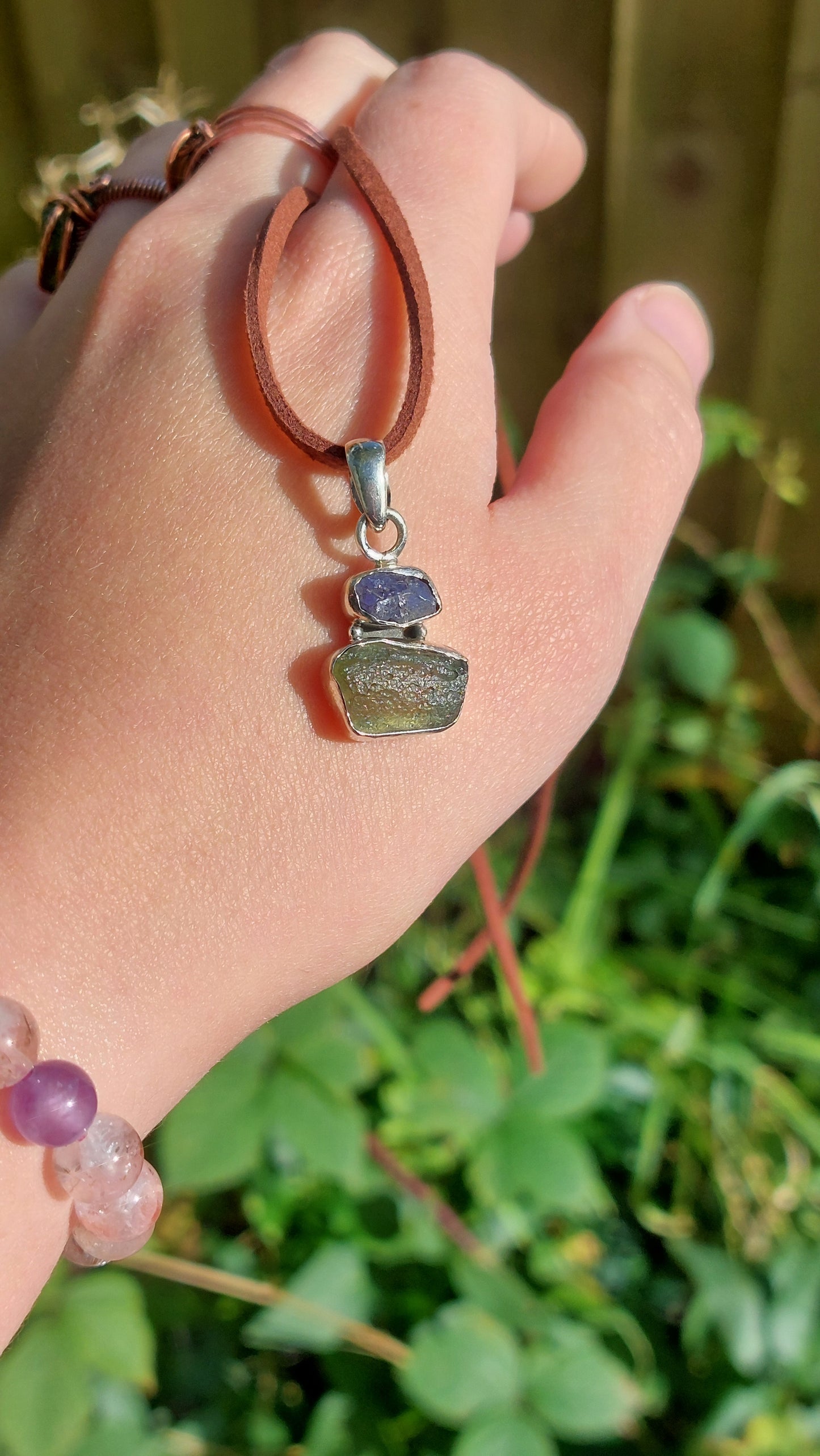 Sterling Silver Moldavite/Tanzanite/Libyan Glass Pendants