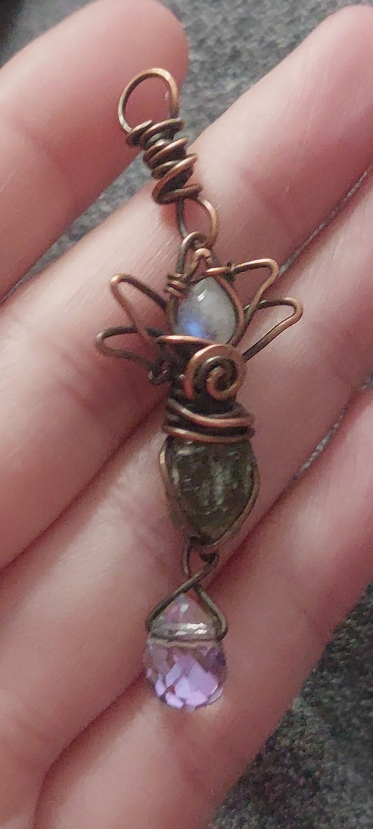 Moonstone & Moldavite Lotus