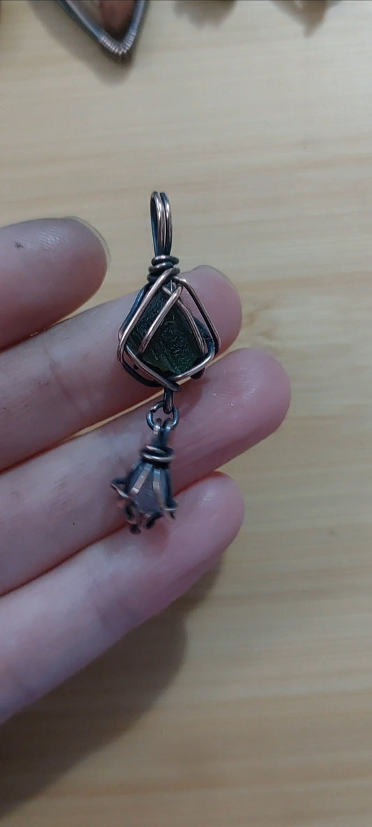Moldavite & Moonstone Energy Token