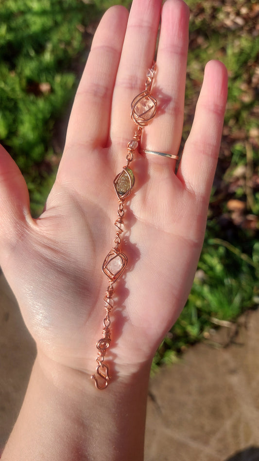 7 Inch Hiddenite, Moldavite & Brazilian Phenacite Bracelet