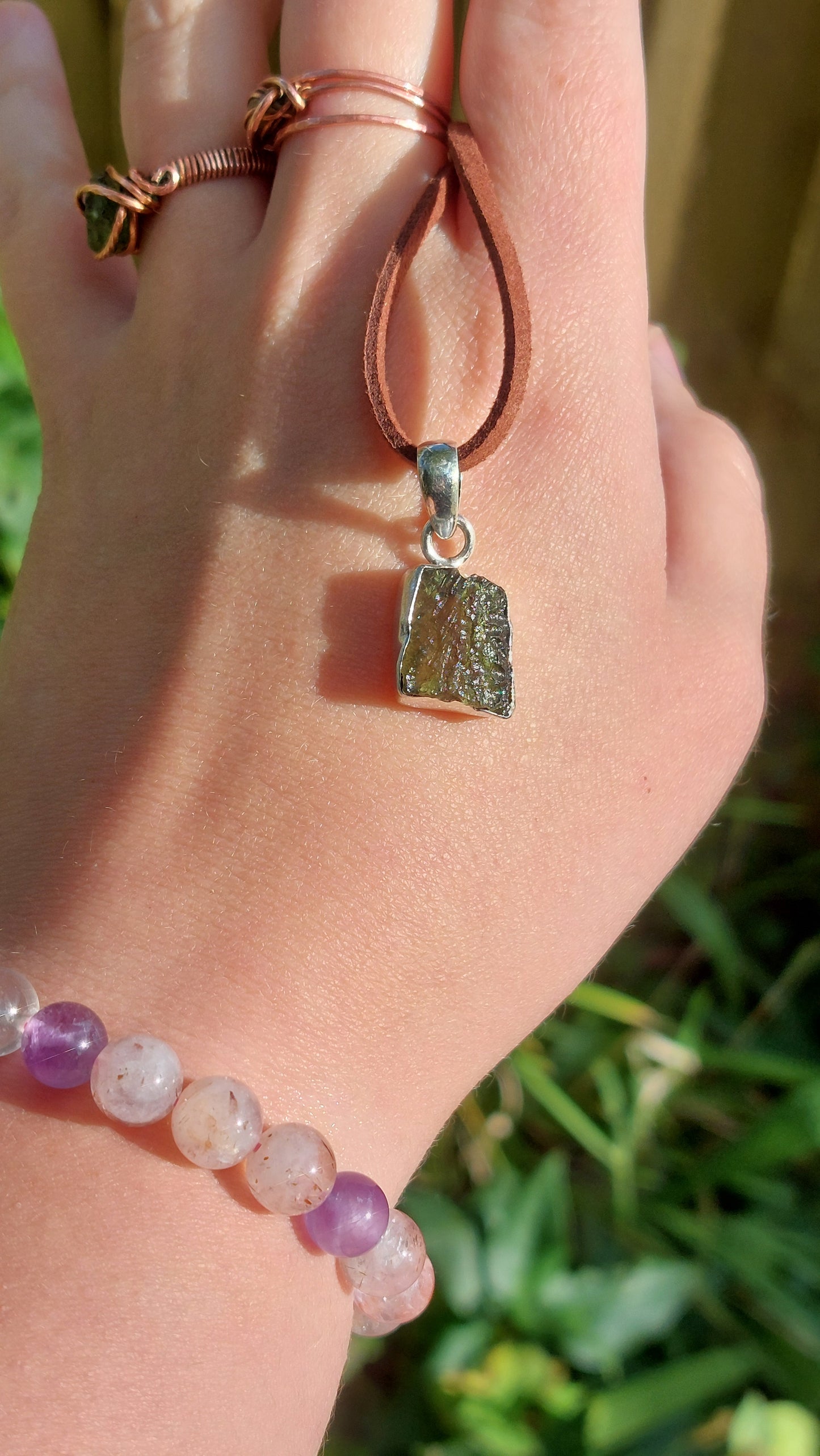 Sterling Silver Moldavite/Tanzanite/Libyan Glass Pendants