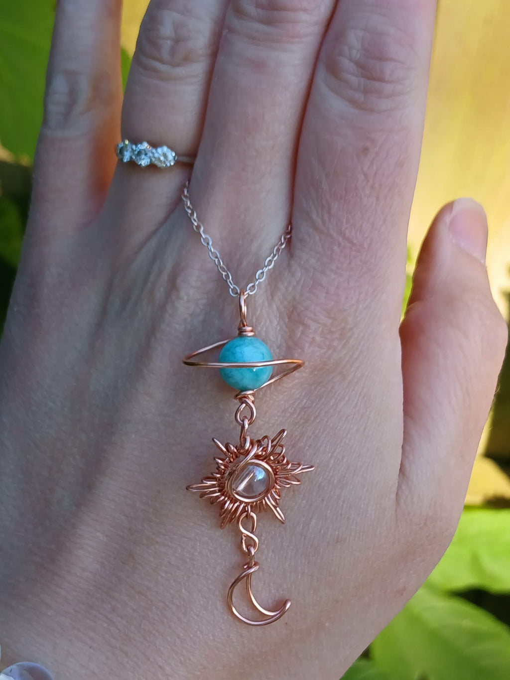 Amazonite Starseeded Baby Energy Token With Citrine Sun & Baby Moon ✨️