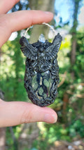 Kambaba Jasper & Moonstone Raven Talisman With Sterling Silver Bail 🐦‍⬛🩵✨️