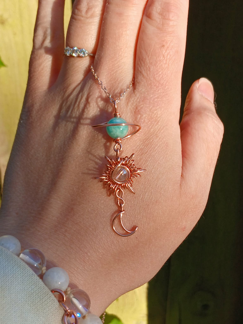 Amazonite Starseeded Baby Energy Token With Citrine Sun & Baby Moon ✨️