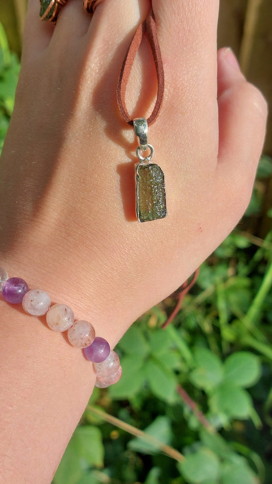 Sterling Silver Moldavite/Tanzanite/Libyan Glass Pendants