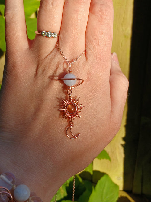 Aquamarine Starseeded Baby Energy Token With Citrine Sun & Baby Moon ✨️