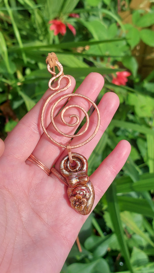 Hand Hammered Copper Spiral Goddess Necklace