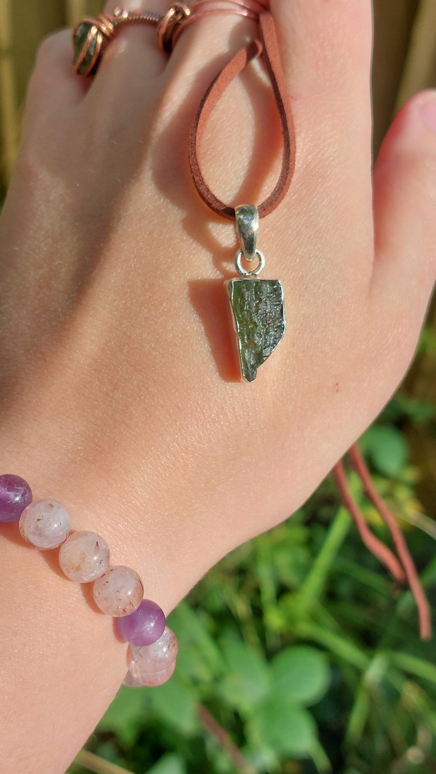 Sterling Silver Moldavite/Tanzanite/Libyan Glass Pendants