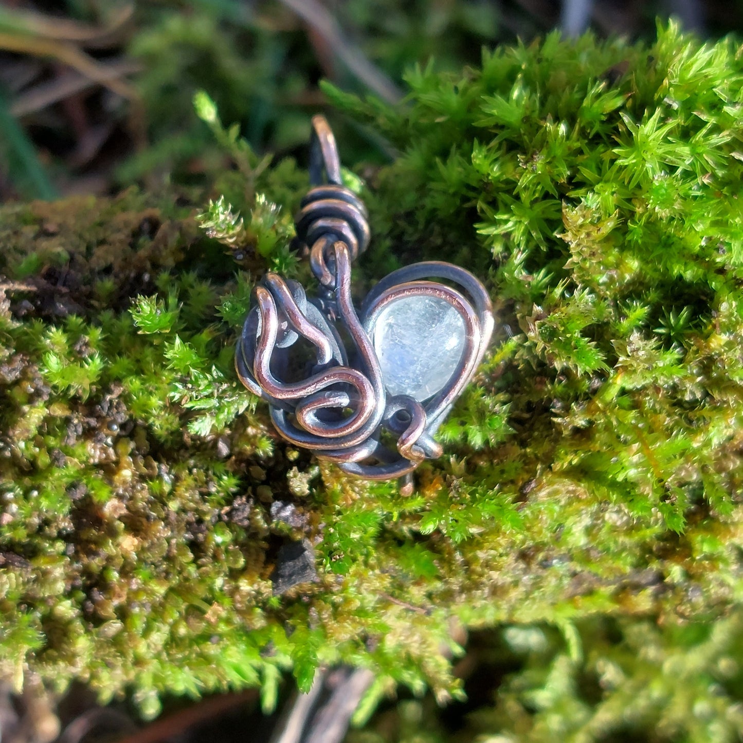 Copper Moonstone Heart Energy Token Valentines Collection