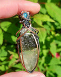 Moldavite Libyan Desert Glass & Herkimer Diamond Energy Token With Opal Accent