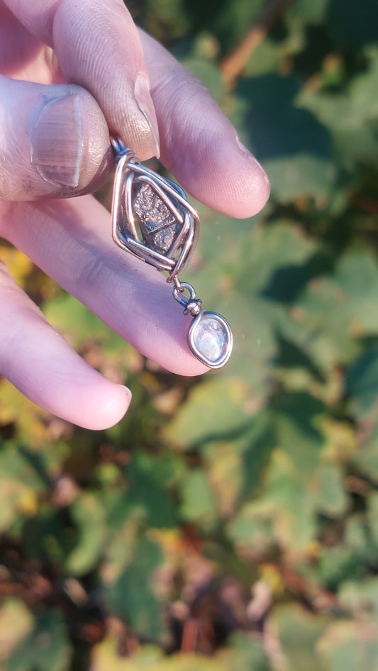 Dainty Moldavite & Moonstone 1