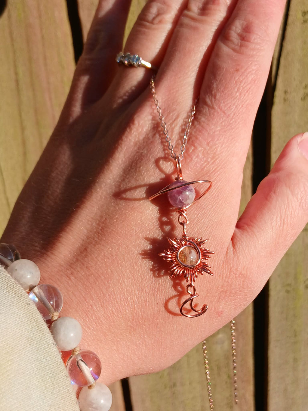 Lepidolite Starseeded Baby Energy Token With Citrine Sun & Baby Moon ✨️