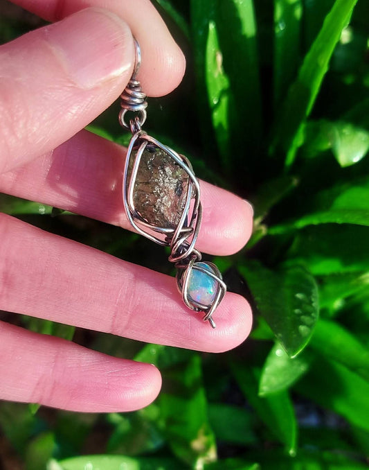 Sterling Silver Moldavite & Opal ✨️