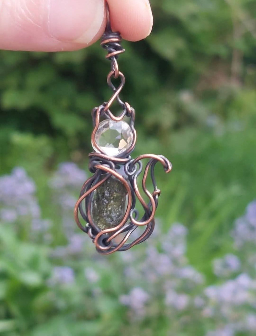 Moldavite & Faceted Citrine Divine Kitty 😺✨️