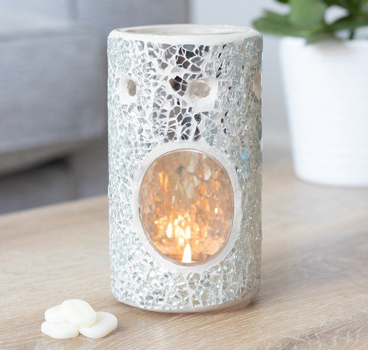 Silver Crackle Glass Oil/Wax Burner