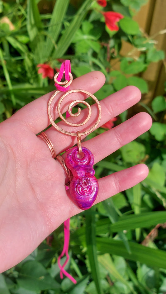 Hand Hammered Copper Spiral Goddess Necklace