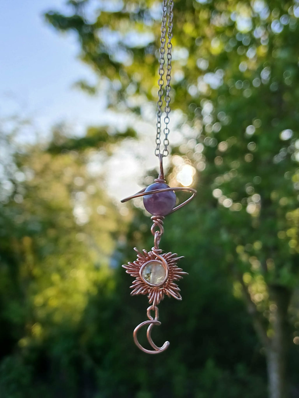 Lepidolite Starseeded Baby Energy Token With Citrine Sun & Baby Moon ✨️