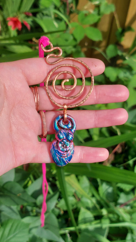 Hand Hammered Copper Spiral Goddess Necklace